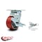 Service Caster 4 Inch Red Poly on Cast Iron Caster with Roller Bearing and Brake/Swivel Lock SCC-30CS420-PUR-RS-TLB-BSL - alternate 2